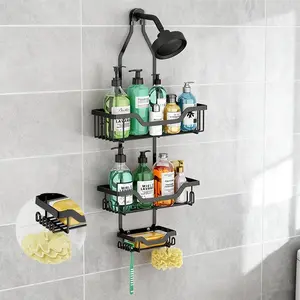 Shower Organizer with Hooks Rustproof Shampoo Soap Holder Large Hanging Bathroom Caddy for Easy Access and Storage