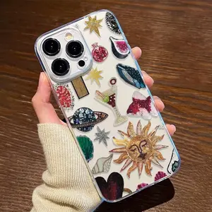 Creative Pattern Clear Phone Case, Fashionable Phone Protector Cover, Anti-drop Cellphone Protective Case, Shockproof Mobile Phone Cover for iPhone 7 11 12 13 14 15 Series Sticker Decals Transparent
