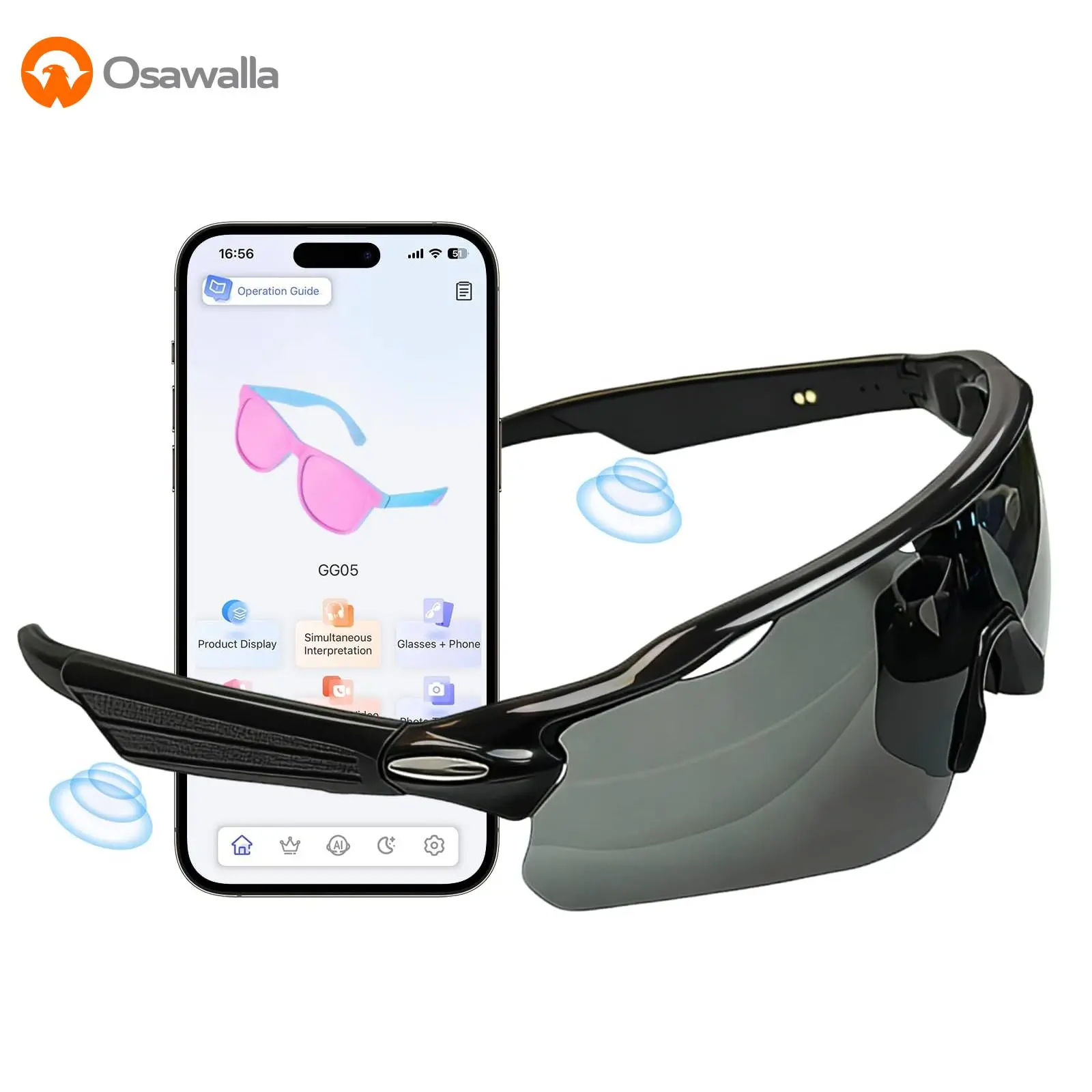 Smart AI Glasses with Open-Ear Speakers,Bluetooth Sunglasses for Men Women , Voice Assistant, Touch Control, UV400 Polarized Lens, Magnetic Charging, 5-6H Playtime for Cycling, Running, Driving, Golf fathersdaygift