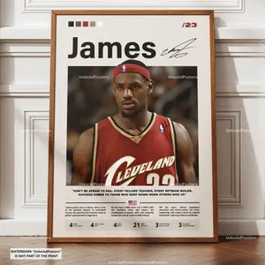 LeBron James Poster, James Cavaliers, Framed Cavaliers NBA Print, Basketball Legend Decor, Sports Artwork, LeBron Cavaliers Wall Art, Lakers