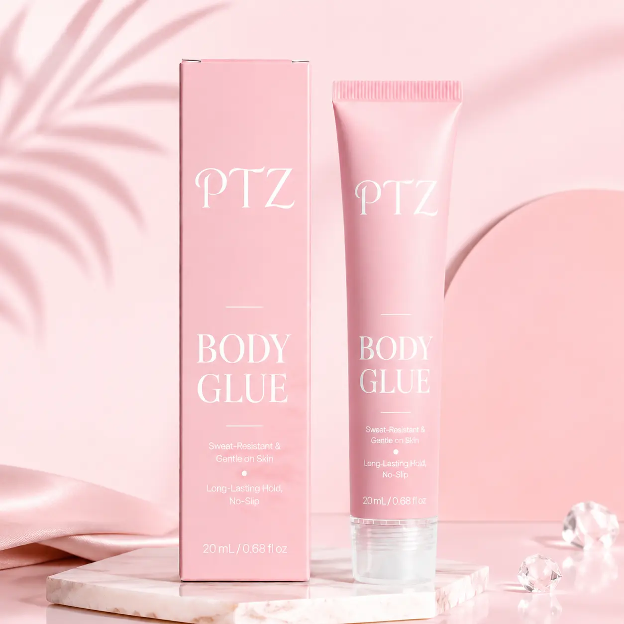 Body Adhesive Glue for Clothes 20ml, Sweatproof Skin-Safe Fashion Glue, Washable Fabric Adhesive for Dresses, Bras, Wigs, Stockings & Dancers