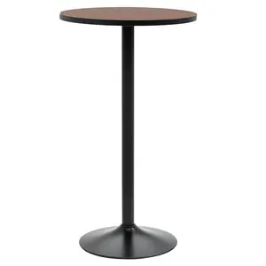 41" H Bar Height Round Bar Table, Rustic Industrial Pub Table, Elm Wood Top Bistro Table with Metal Base