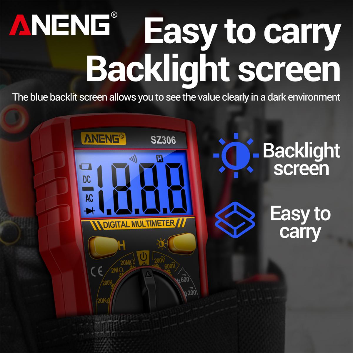 ANENG SZ306 Professional Smart Digital Multimeter for Electricians, AC/DC Voltage, DC Current, Resistance & Diode Tester Up to 20MΩ, Home & Automotive Repair Tool ANENG SZ306 High Precision Multimeter Tester, Smart Digital Voltmeter, Diode T