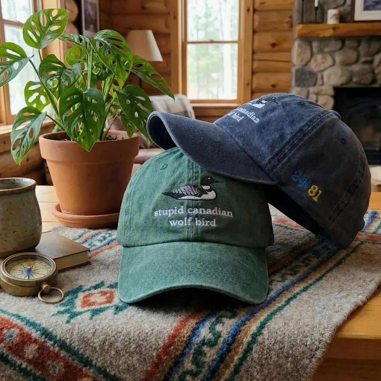Embroidered Stupid Canadian Wolf Bird Washed Hat, Hockey Romance LGBT Hockey Fan Gift, Heated But Devote Movie Baseball Hat, Team Hollanov MA54J