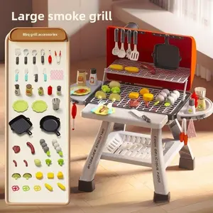 Kids Cooking Kits Set,  Educational Play Simulation Barbecue Grills with Spray Function, Role Play Toys for Birthday Present, Grilling play set,Interactive Play Kitchen Sink Set, Induction Cooktop kids cooking set