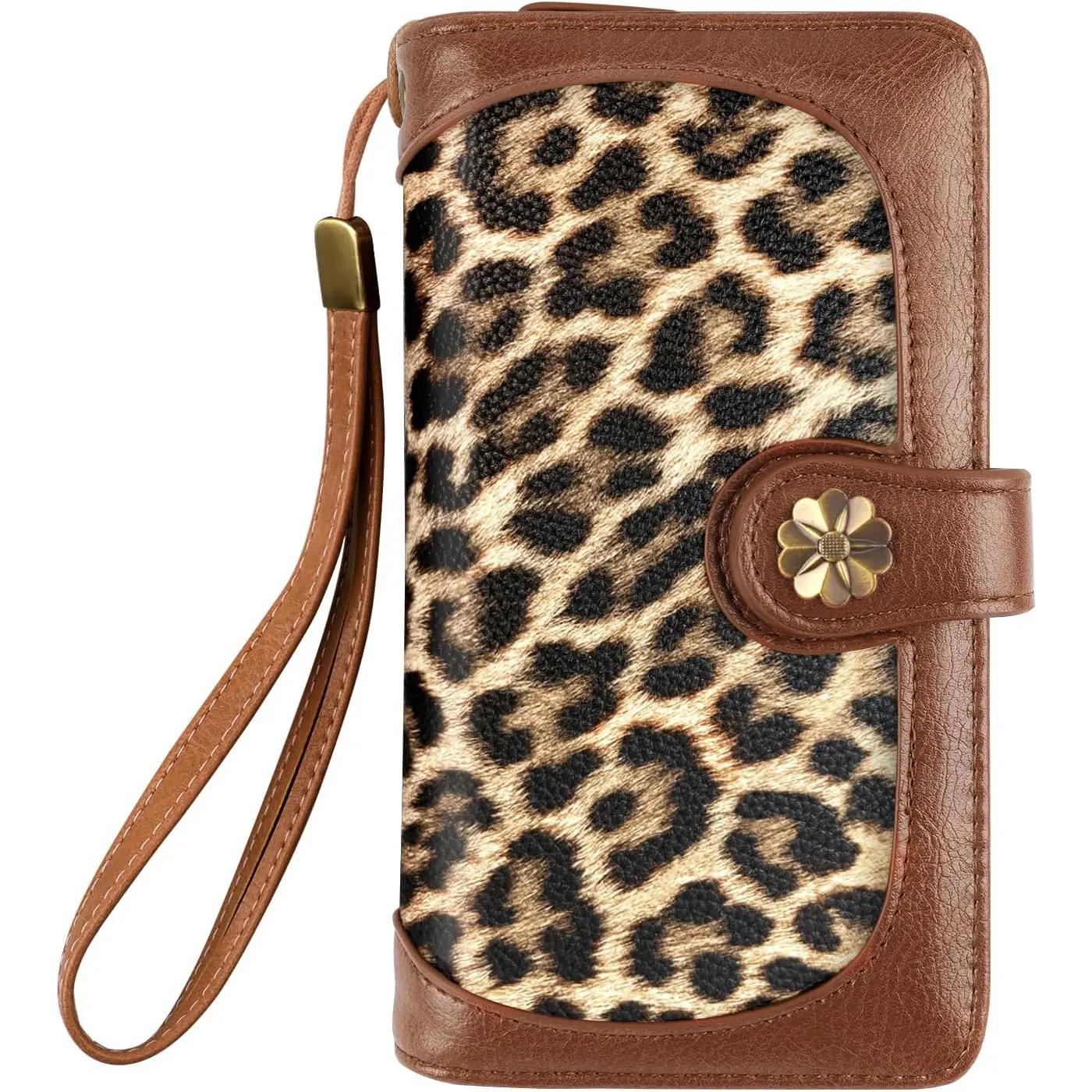 Women's Light Leopard Print Long Purse - Large Capacity, Modern Edge, Multiple Pockets, Party Casual, Zipper Coin Wallet