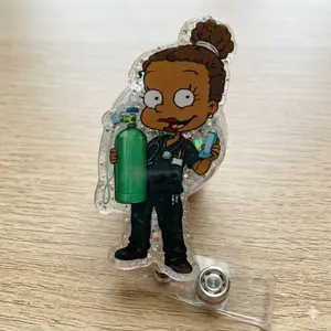Respiratory Therapist RT Acrylic Badge Reel Retractable ID Holder For RT Students, Lung Health Specialists, And Healthcare Professionals