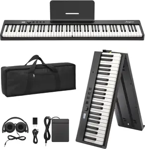 GAOMON Folding Digital Piano, 88 Key Full-Size Semi-Weighted Portable Electric Keyboard with Bluetooth, USB-MIDI, Sustain Pedal, Headphones, and Carry Bag. Ideal for Beginners and Musicians of All Ages