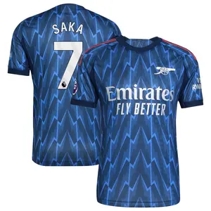 Unisex Soccer Arsenal Team Bukayo Saka Champions Language 2025/26 Away Replica Player Jersey - Blue
