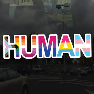 Human Progress LGBTQ+ Flags Rainbow Lesbian Bisexual Pansexual Transgender Asexual - Vibrant Vinyl Decal Sticker