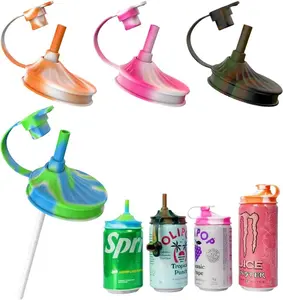 4 Pack Soda Can Lids with Straw,Silicone Soda Can Covers,Energy Drink Canning Lids,BPA-Free,Reusable Can Covers for soda,Coke,Beer,Juice,Fits Standard Cans