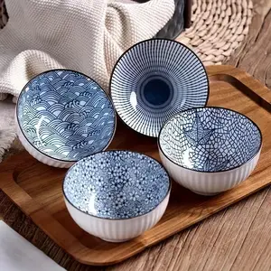 Set of 4 Ceramic Round Bowls, Retro Designs Ideal for Halloween, Thanksgiving, Christmas, Dinnerware, Kitchenware, Versatile for Home/kitchen/dorm Use (all Seasons)