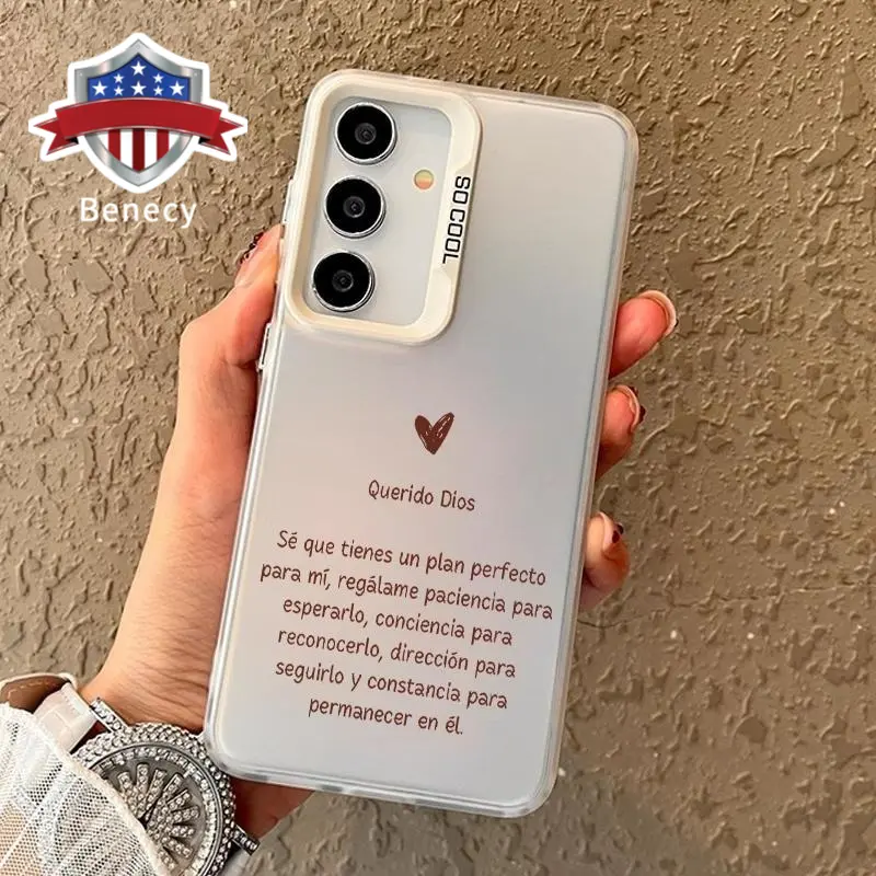 Acrylic Smartphone Case for Samsung Galaxy S22+, S23 Ultra, S24 Plus, S25 - Querido Dios Bible Aesthetic Pattern, Anti-Scratch, Shockproof, Durable, Pocket-Friendly, Handheld Wireless Protection Cover, Magnetic, Casing