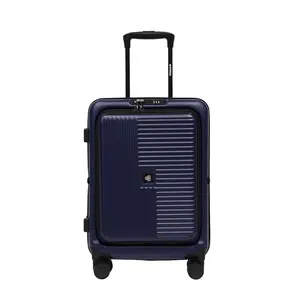 Global DRT 20” Carry-On Luggage – Lightweight, Collapsible, Expandable Suitcase with Spinner Wheels, Airline Approved, Water & Impact Resistant, Travel Bag with TSA Lock –BLUE