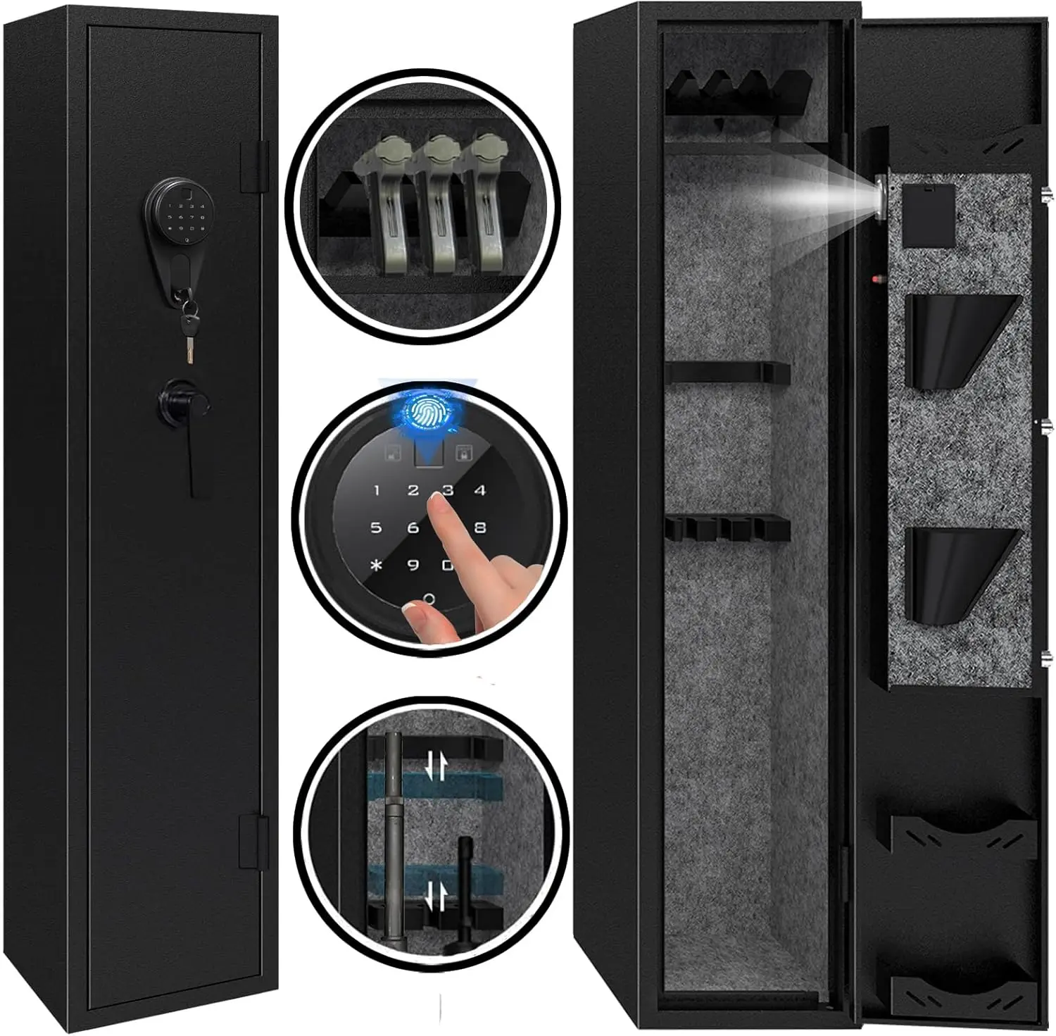 Adjustable Home Security Safe, No Assembly Required, Password-Protected Storage Cabinet, Black Adjustable Home Security Safe, No Assembly Required, Password-Protected Storage Cabinet, Black