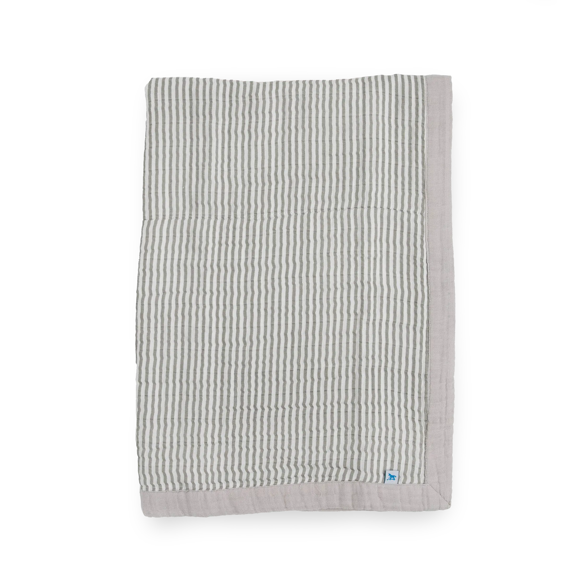 Cotton Muslin Baby Quilt - Grey Stripe