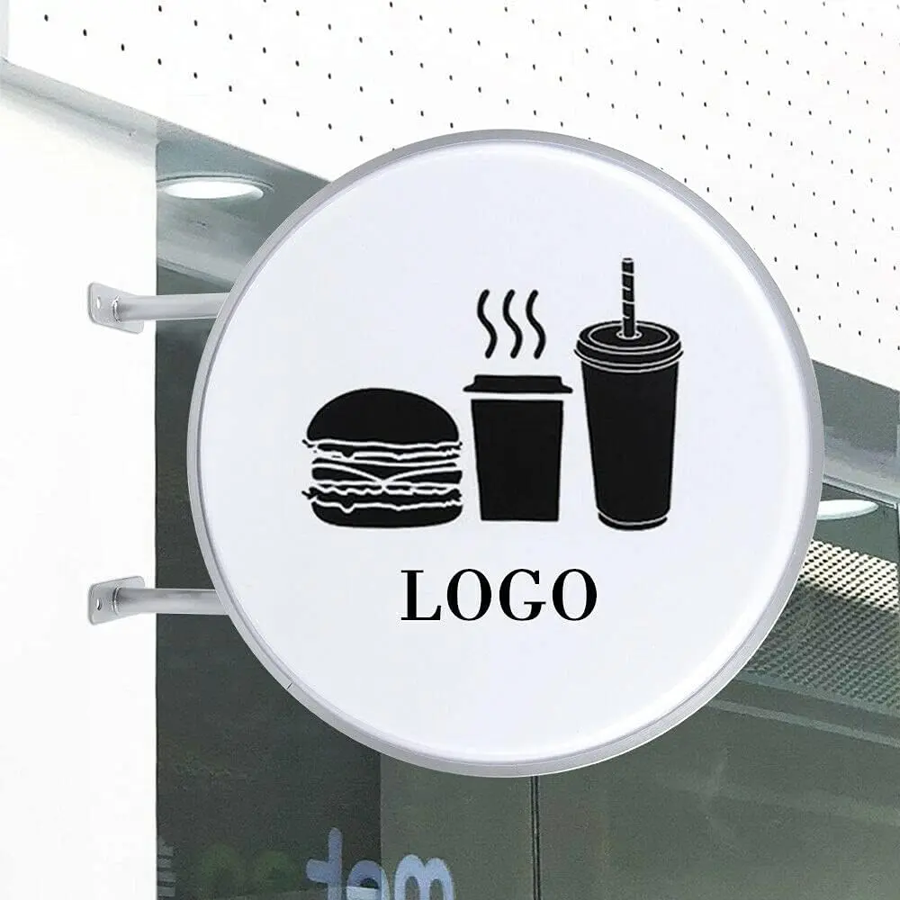 1* LED Double-Sided Round Light Box - 15W LED Outdoor Waterproof Sign, Iron-Aluminum Frame, Acrylic Illuminated Plaque, Kitchenware Bakeware Decor Tool, Outdoor Display Accessory