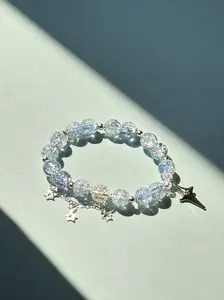 Aesthetic Cat's Eye & Moonstone Bracelet - Butterfly Charm Stretch Beaded Bracelet, Exquisite Trendy Bracelet, Healing Crystal Jewelry for Good Vibes & Positive Energy