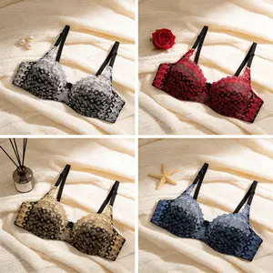 MeiKe Sexy Lace Bra Embroidered Large Bust Plus Size Women's Underwear Adjustable Bras Everyday