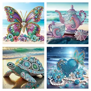 4Pcs 5D DIY Partial Special Shaped Drill Diamond Painting Beach Decor 30x30cm