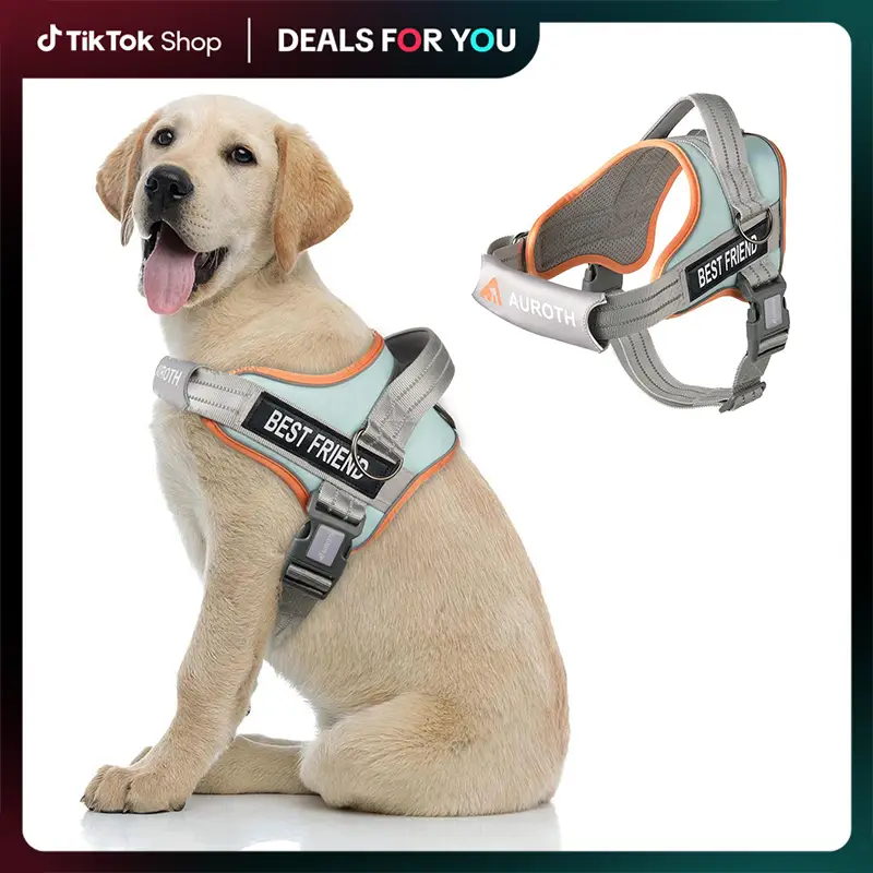AUROTH No Pull Dog Harness - Soft Padded Service Vest, Reflective, Adjustable, Easy On & Off - Great for Walking & Training, Suitable for Small, Mediu