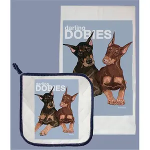Pipsqueak Productions  Doberman Dish Towel And Pot Holder Set