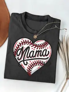 Love Baseball Green Towel Printed T-shirts, High-quality Batik Retro Fashion Brand T-shirts, Daily Fashion Wear Explosions, Thanksgiving, Christmas, New Year's Day Gifts,