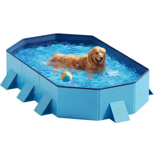 Foldable Hard Plastic Dog Pool - Extra Large 71"x39"x12" Portable Pet Bath Tub with Non-Slip Surface, Reinforced Stability, Collapsible Design for Indoor, Outdoor Backyard Use