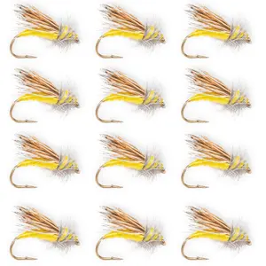 Floating Feather Supply Yellow Sally Dry Fly 12 Pack – Stonefly Trout Size 12