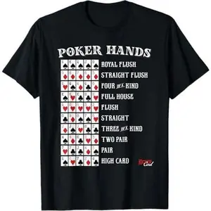 Poker Hands Cheat Sheet Casino Games Card Player Gift T-Shirt