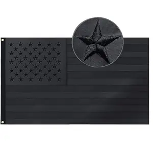 Black American Flag, Black Flag  Heavy Duty Nylon, Embroidered Stars, Sewn Stripes, UV Protection, All Black American Flag for Outdoors Use