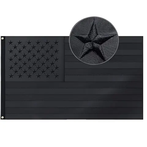 Black American Flag, Black Flag Heavy Duty Nylon, Embroidered Stars, Sewn Stripes, UV Protection, All Black American Flag for Outdoors Use