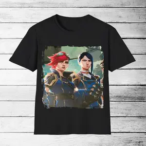 Vi And Caitlyn Unisex Gaming Soft T-shirt Arcane Series Lol Tshirt