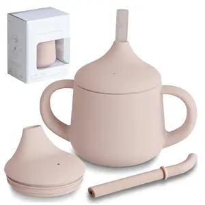 Silicone Baby Sippy Cups |   3 Stages Training Cup Straw Cup for Infants Toddlers and Kid |   4 oz 1 Pack