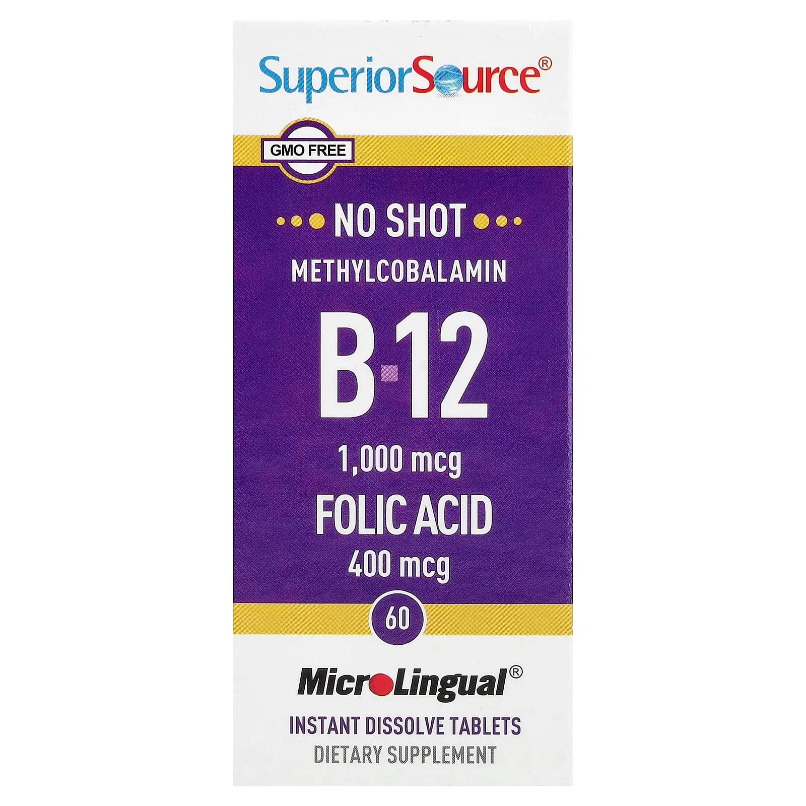 Superior Source Methylcobalamin B-12 & Folic Acid, 60 MicroLingual® Instant Dissolve Tablets