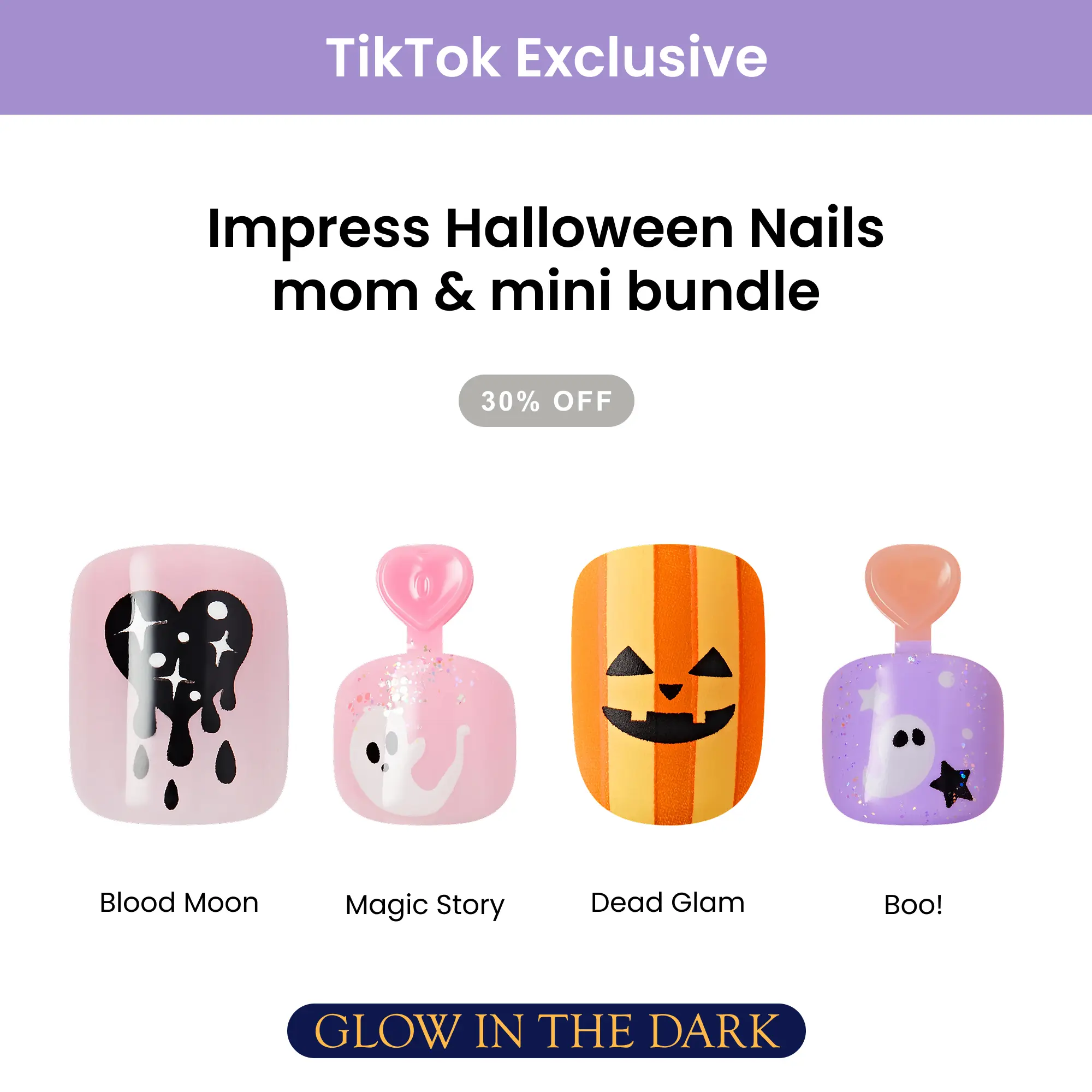 [TikTok Exclusive] Impress Design No Glue Press-On Nails Bundle - Halloween Mom & Mini Bundle Collection