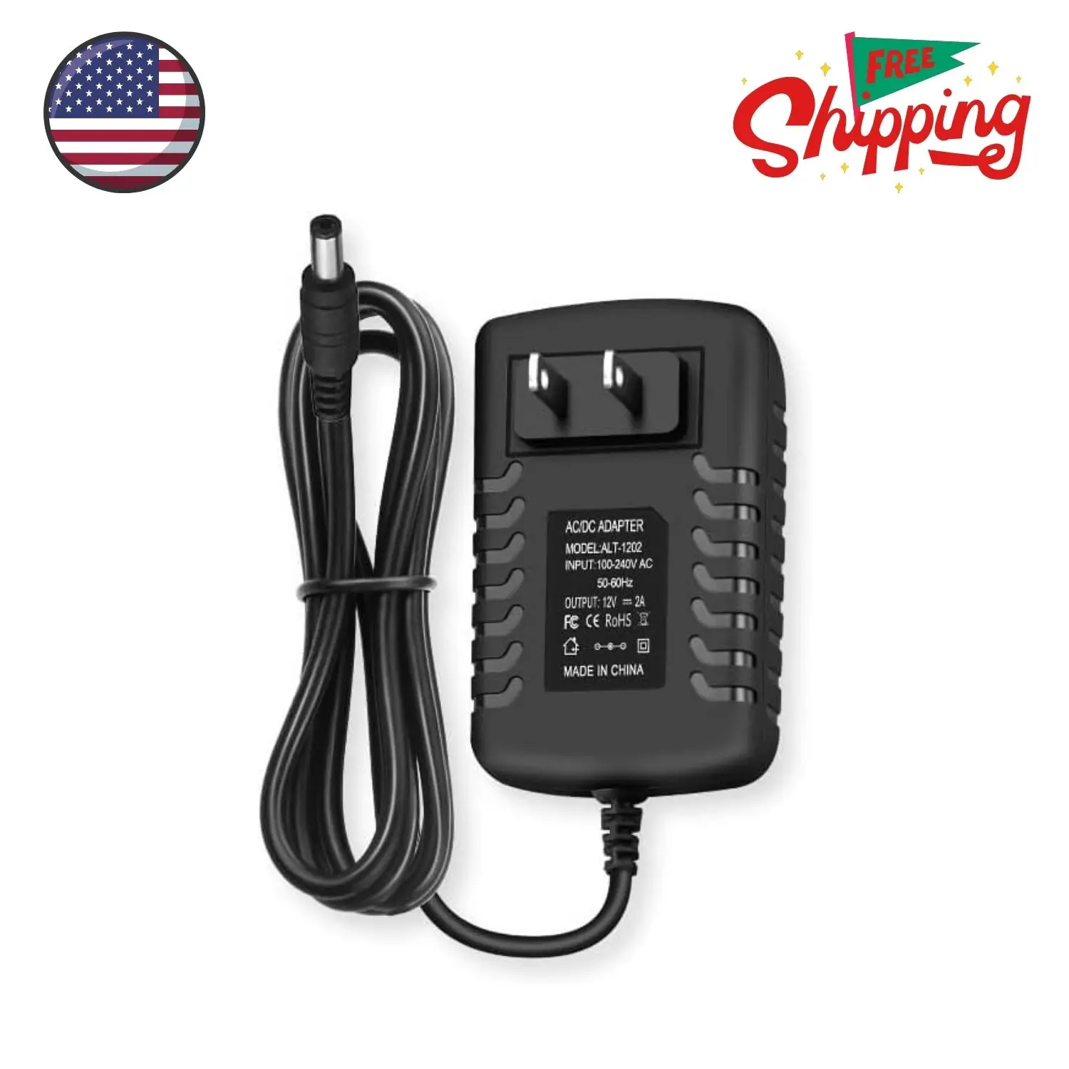 12V DC Power Supply 2A Universal AC Adapter, 100-240 50/60Hz