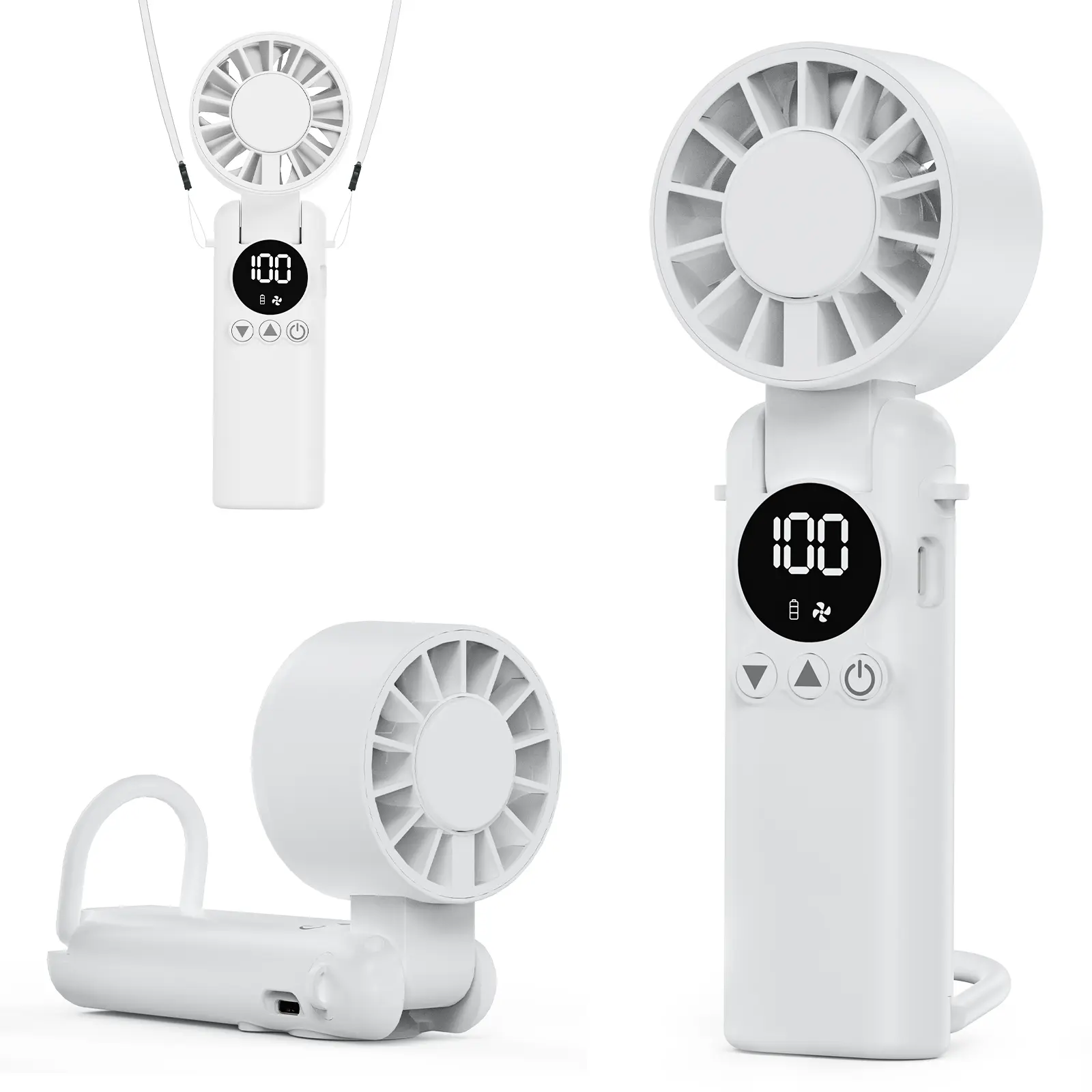 Portable Handheld Fan, 5000mAh Rechargeable MiniPersonal USB Fan with LED Display & Foldable Design,199-Speed Powerful Battery Operated Travel Fan forWomen, Outdoor, Office Black Protection ProtectionProtection tiktokshopbacktoschool