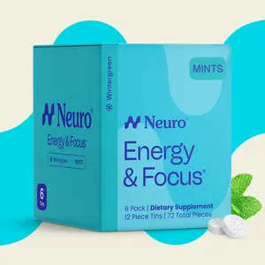 Neuro Wintergreen Energy & Focus Mints (72 Pieces) - Sugar Free with Natural Caffeine, L-theanine, Vitamin B12 & Vitamin B6 Neuro Wintergreen Energy & Focus Mints (72 Pieces) - Sugar Free with Natural Caffeine, L-theanine, Vitamin B12 & Vitamin B6