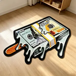 Funny Irregular Rug for Bedroom, Melting Dollar Popsicle Carpet, American Hip-Hop Home Decor, Non-Slip Living Room Mat, Birthday Gift