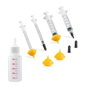 Pet Nursing Bottle Kit with 4 Nipples, Easy Feeding Solution for Newborn Kittens and Puppies