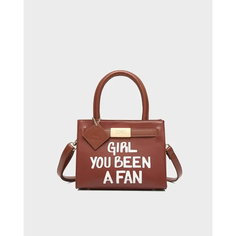 Women's Chocolate "Girl You Been a Fan" Mini Tote Bag, Chic Bag, Elegant Crossbody Purse