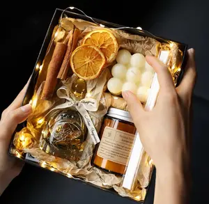 Aromatherapy 100% Soy Wax Candle Gift Set / Reed Diffuser Gift Set/Comes with a Black Box as well Decor Glass Jar Photo Freshener Ornaments Tin Wood