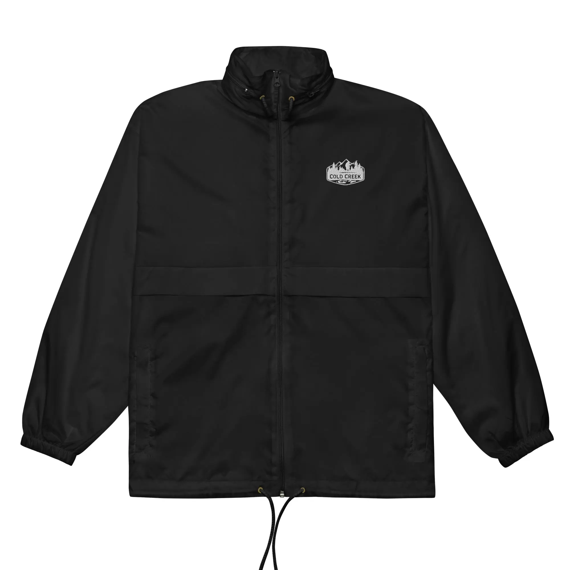 Cold Creek TurboChrome Windbreaker - Black Long Sleeve Unisex Jacket with Zipped Pockets & Drawstring Hood - Lightweight & Water-Repellent