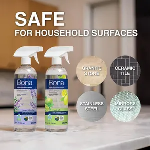 Bona 24 oz. All-Purpose Cleaner, 99% USDA Biobased Formula, pH Neutral Grease Cleaner for Stone Granite Stainless Steel, Lime Basil Essential Oil Scent,Lavender White Tea Scent,  Eco-Friendly Recycled Bottle.