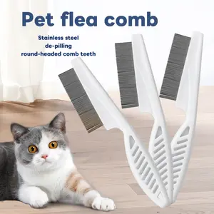 2 Pack Multifunctional Pet Comb, Upgrade Pet Grooming Brush Fine Magic Tear Stain Removal, Fine-Tooth Stainless Massage Comb Kit for Small Puppies kitten and Dogs (White)