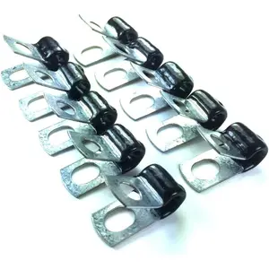The Stop Shop Brake Line Clip Set for 3/16" tube. Pack of 10. Steel with Rubber Insulation
