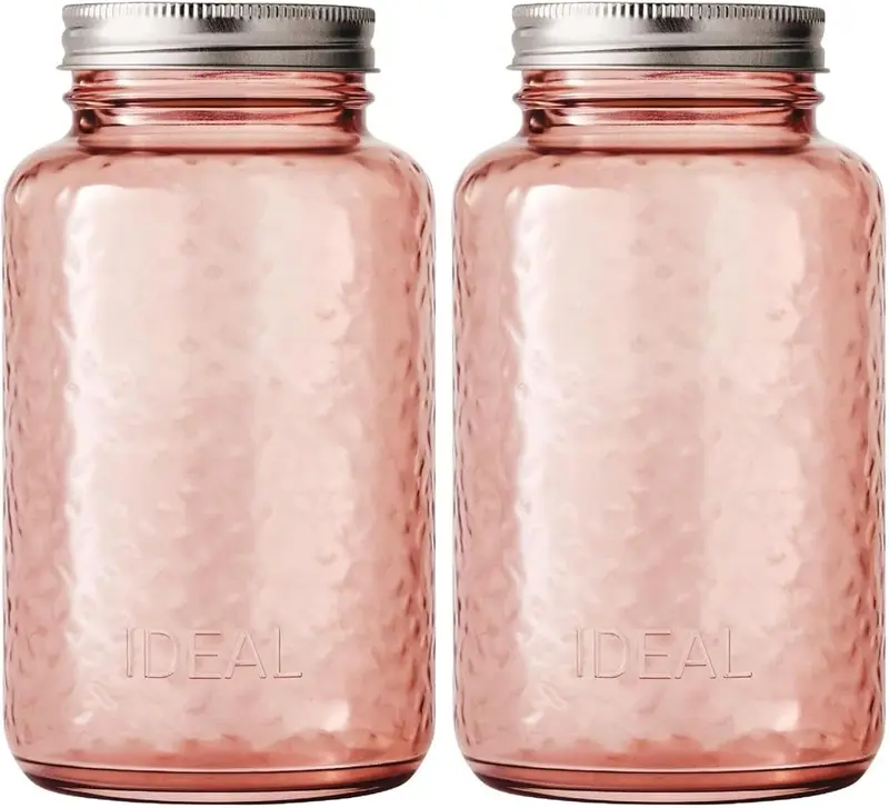 Barattoli In Vetro Mason Da 16 Oz (473 Ml) Con Coperchio, Rosa, Bocca Larga, Confezione Da 6, Per Conserve, Fermentazioni, Sottaceti, Craft E Decorazioni