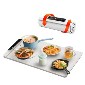 Electric Food Warming Mat with Ten Levels, Warming Mat for Food, Roll Up Food Warmers for Parties, Foldable Fast Heating Food Warmer Tray, Portable Buffet Warmer Pad, Rolls Silicone Mat