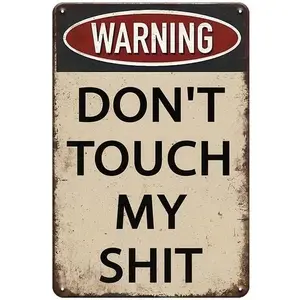 8x12 Inch Vintage-Style Metal Warning Sign - Durable Wall Hanging Decor for Man Caves, Garages, Workshops, and Home Office - Retro Distressed Finish, Easy to Install, for Adding a Touch of Humor